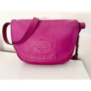 Loewe Heritage Logo Messenger Crossbody Bag Hot Pink Leather